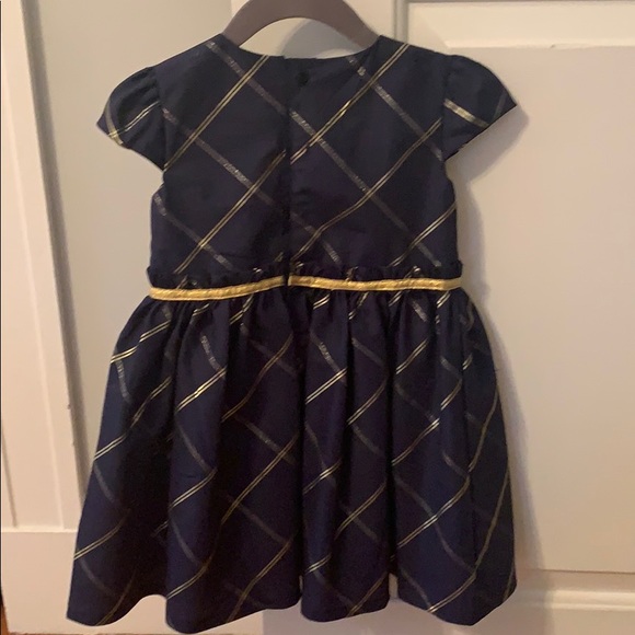 Carters holiday Christmas dress. Navy and gold. 2T - Picture 2 of 5